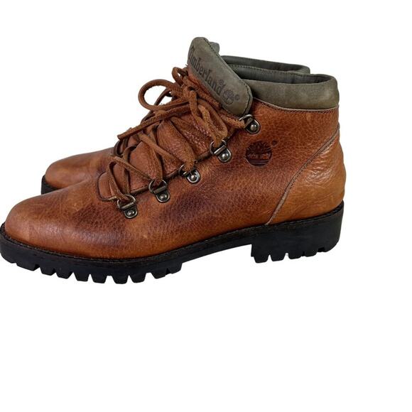 Timberland Boots Women’s 6.5 M Brown Hiking Genuine Leather Made In Italy Vtg - Picture 1 of 10